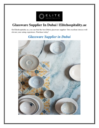 Glassware Supplier In Dubai  Elitehospitality.ae