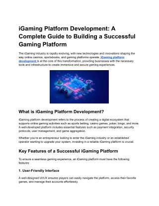 iGaming Platform Development_ A Complete Guide to Building a Successful Gaming Platform