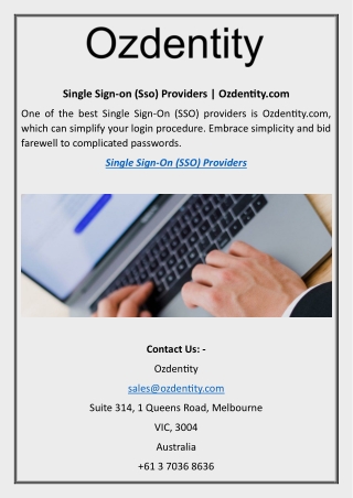 single sign on sso providers ozdentity com