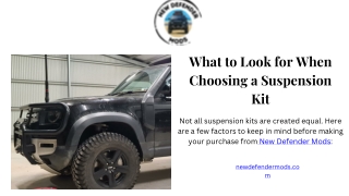 What to Look for When Choosing a Suspension Kit