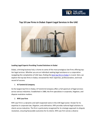 Top 10 Law Firms in Dubai Expert Legal Services in the UAE