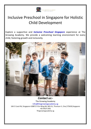 Inclusive Preschool in Singapore for Holistic Child Development