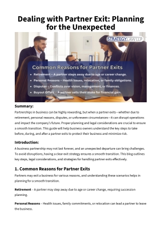 Dealing with Partner Exit_ Planning for the Unexpected
