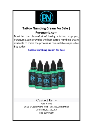 Tattoo Numbing Cream For Sale Purenumb.com