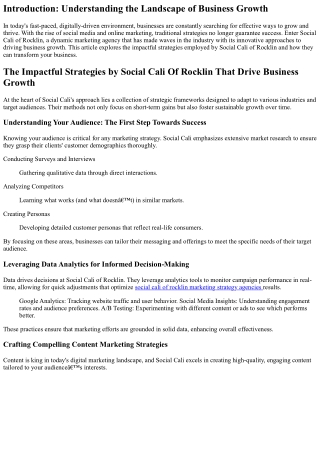 The Impactful Strategies by Social Cali Of Rocklin That Drive Business Growth