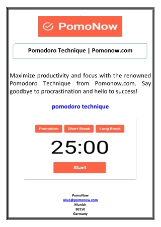 Pomodoro Technique Pomonow.com