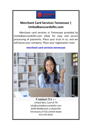 Merchant Card Services Tennessee  Unitedbanccardoftn.com