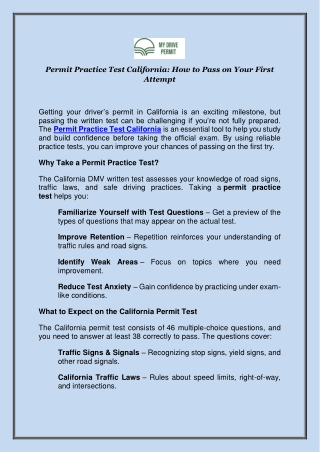 permit practice test california how to pass