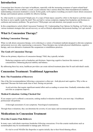 **Concussion Treatment 101: Understanding Your Options for Healing**