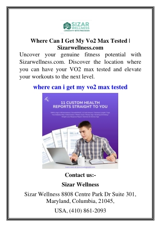 Where Can I Get My Vo2 Max Tested  Sizarwellness.com