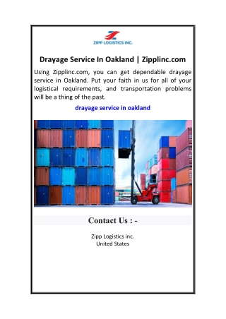 Drayage Service In Oakland  Zipplinc.com