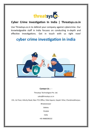 Cyber Crime Investigation In India  Threatsys.co.in