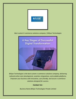 Best custom E-commerce solutions company  Bitlyze Technologies