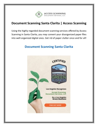 Document Scanning Santa Clarita  Access Scanning