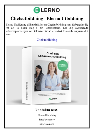 Chefsutbildning | Elerno Utbildning