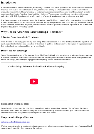 Rejuvenate Your Look at American Laser Med Spa - Lubbock