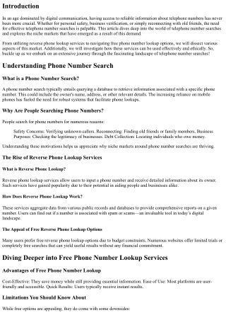 Exploring Niche Markets in the World of Telephone Number Searches