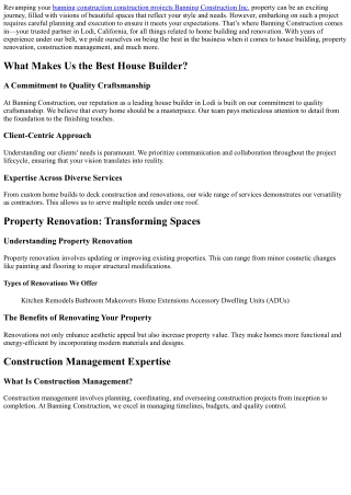 revamping your banning construction construction