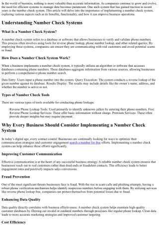 Why Every Business Should Consider Implementing a Number Check System