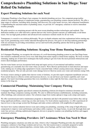 comprehensive plumbing solutions in san diego