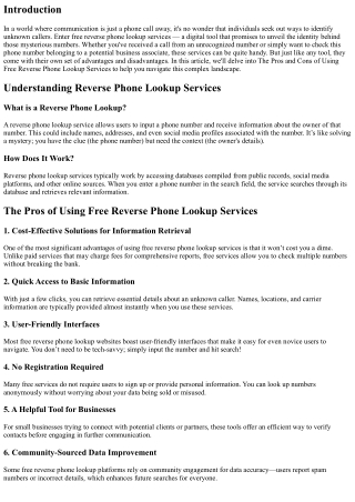 The Pros and Cons of Using Free Reverse Phone Lookup Services