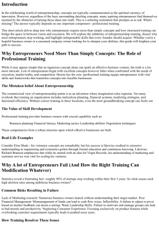 Why Business owners Need More Than Just Concepts: The Role of Professional Train
