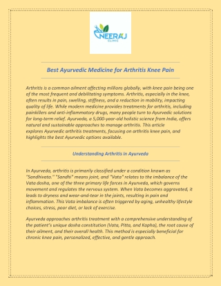Best Ayurvedic Medicine for Arthritis Knee Pain