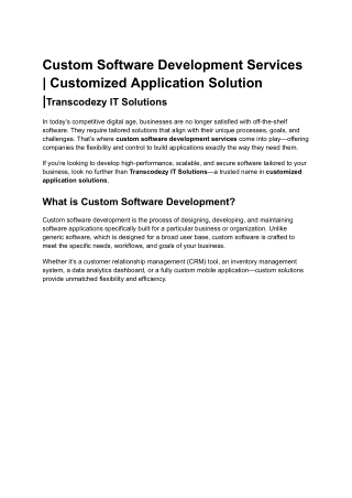 custom software development services customized