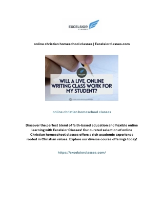 online christian homeschool classes | Excelsiorclasses.com
