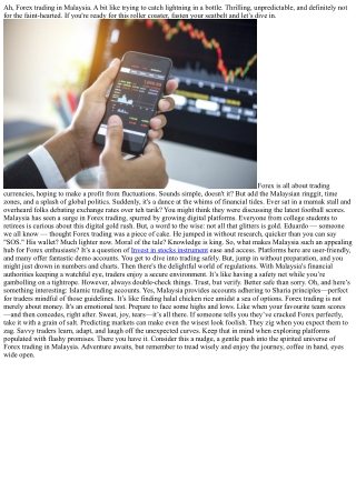 Diving into Forex in Malaysia: A Thrilling Adventure