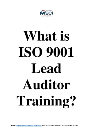 What is ISO 9001 Lead Auditor Training