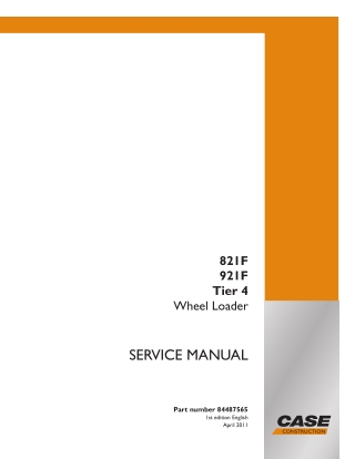 CASE 921F TIER 4 WHEEL LOADER Service Repair Manual Instant Download