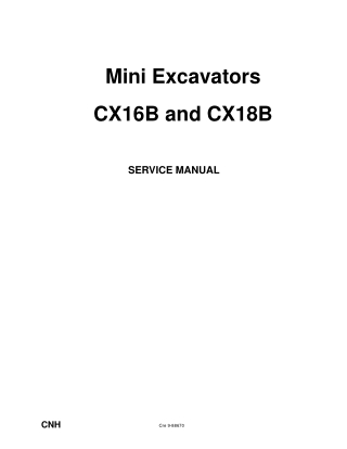 CASE CX16B MINI EXCAVATOR Service Repair Manual Instant Download