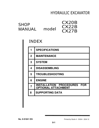 CASE CX20B MINI EXCAVATOR Service Repair Manual Instant Download