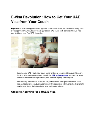 E-Visa Revolution How to Get Your UAE Visa from Your Couch