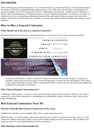 Decoding Payment Schedules with Your General Contractor, Banning Construction In