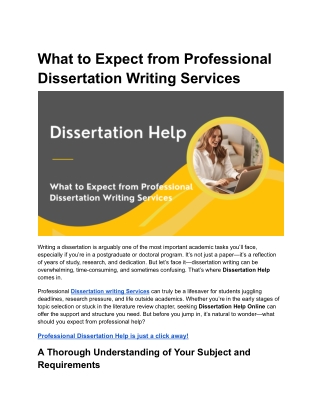 What to Expect from Professional Dissertation Writing Services