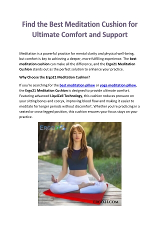 Discover the Best Meditation Cushion for Ultimate Comfort and Support