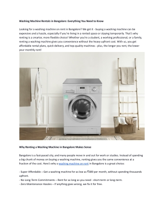 Washing Machine Rentals in Bangalore_ Everything You Need to Know