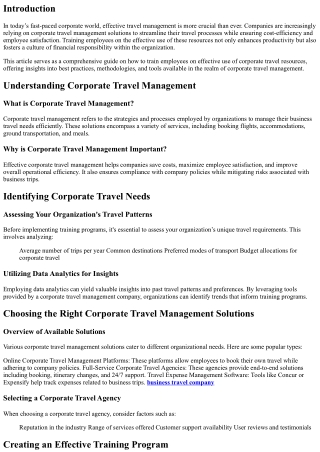 How to Train Employees on Effective Use of Corporate Travel Resources