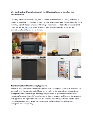 Why Newlyweds and Young Professionals Should Rent Appliances in Bangalore for a Hassle-Free Start