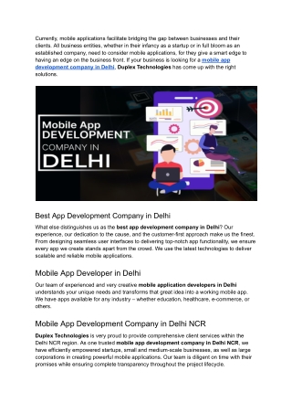 Best Mobile App Development Company in Delhi– Boost Your Business Digitally