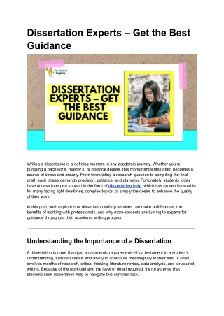 dissertation experts get the best guidance