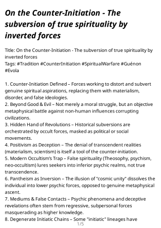 on the counter initiation the subversion of true