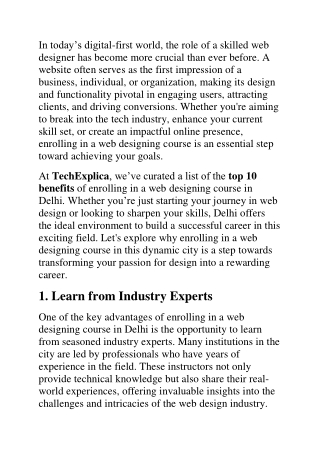 Web Designing course in Delhi 1