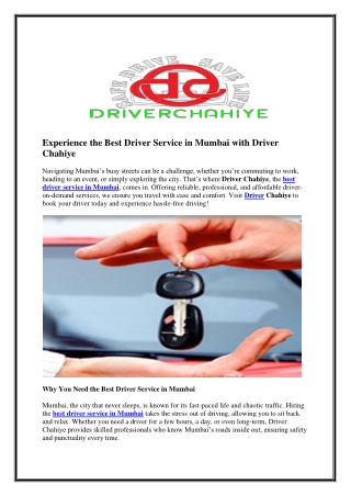 Best Driver Service in Mumbai