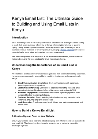 Kenya Email List: The Ultimate Guide to Building and Using Email Lists in Kenya