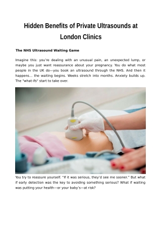 Hidden Benefits of Private Ultrasounds at London Clinics