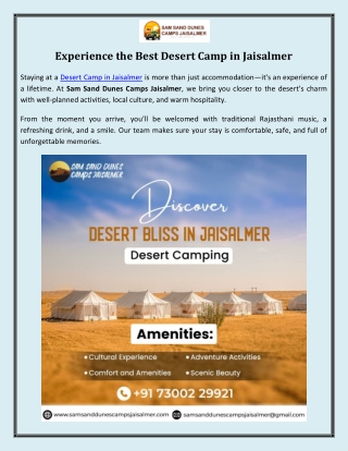 Experience the Best Desert Camp in Jaisalmer