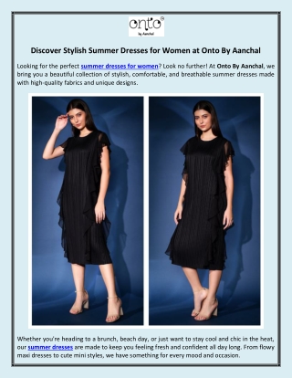 Discover Stylish Summer Dresses for Women at Onto By Aanchal